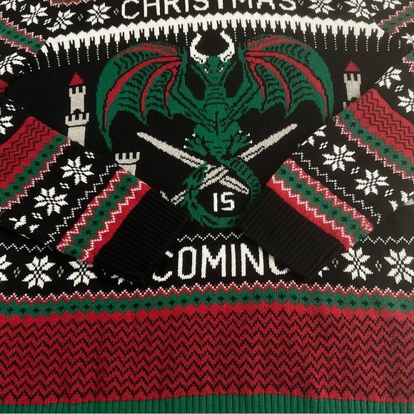 Ugly Christmas Sweater Knitted Dragons and Castles Party - Picture 7 of 10